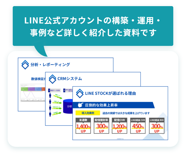 LINE公式アカウントの構築・運用・事例など 詳しく紹介した資料です